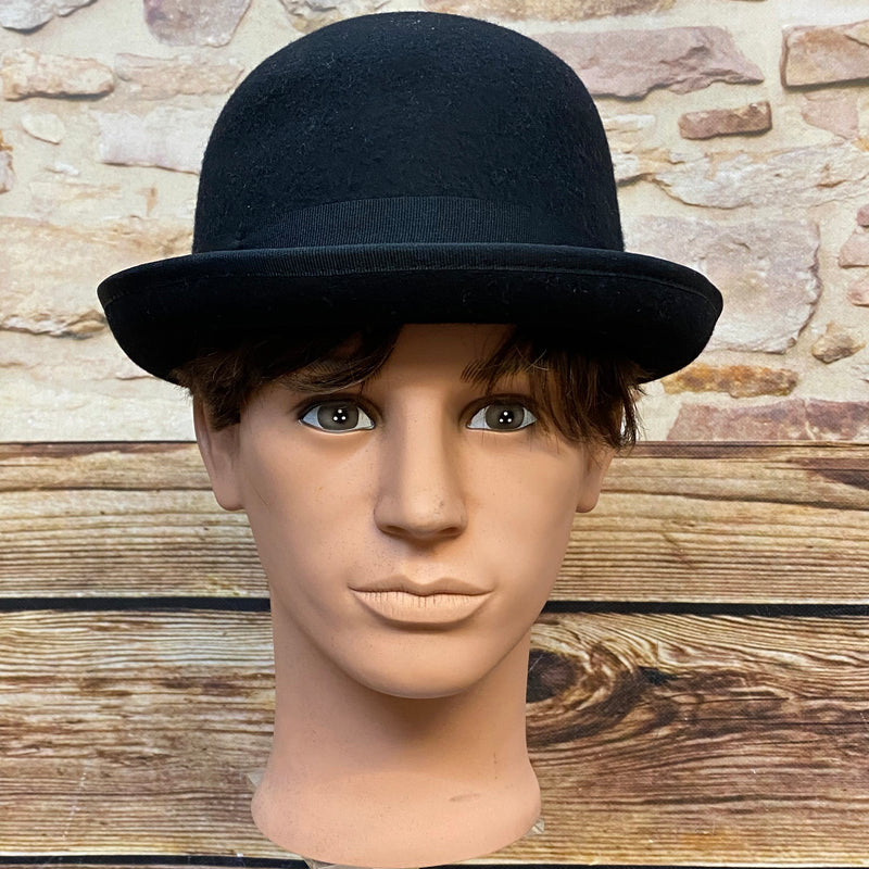 Schwarze Vintage Melone Hut Gr. 59 im klassischen Bowler Hat Stil