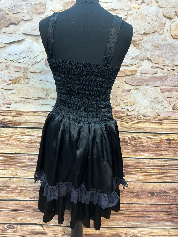 Vintage Trägerkleid mit Spitze – Schwarze Eleganz im Retro-Stil (Größe 36)