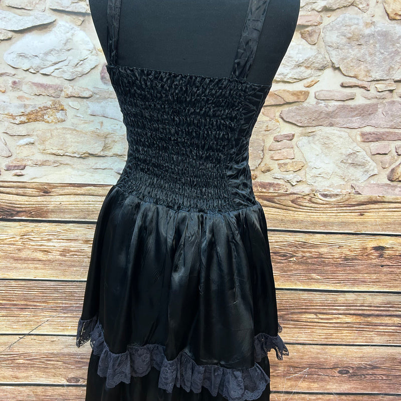 Vintage Trägerkleid mit Spitze – Schwarze Eleganz im Retro-Stil (Größe 36)