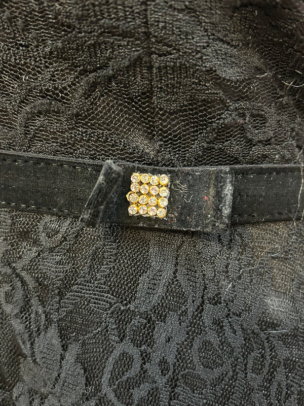 Vintage Trägerkleid mit Spitze & Strassdetails – Gr. L (ca. 34)