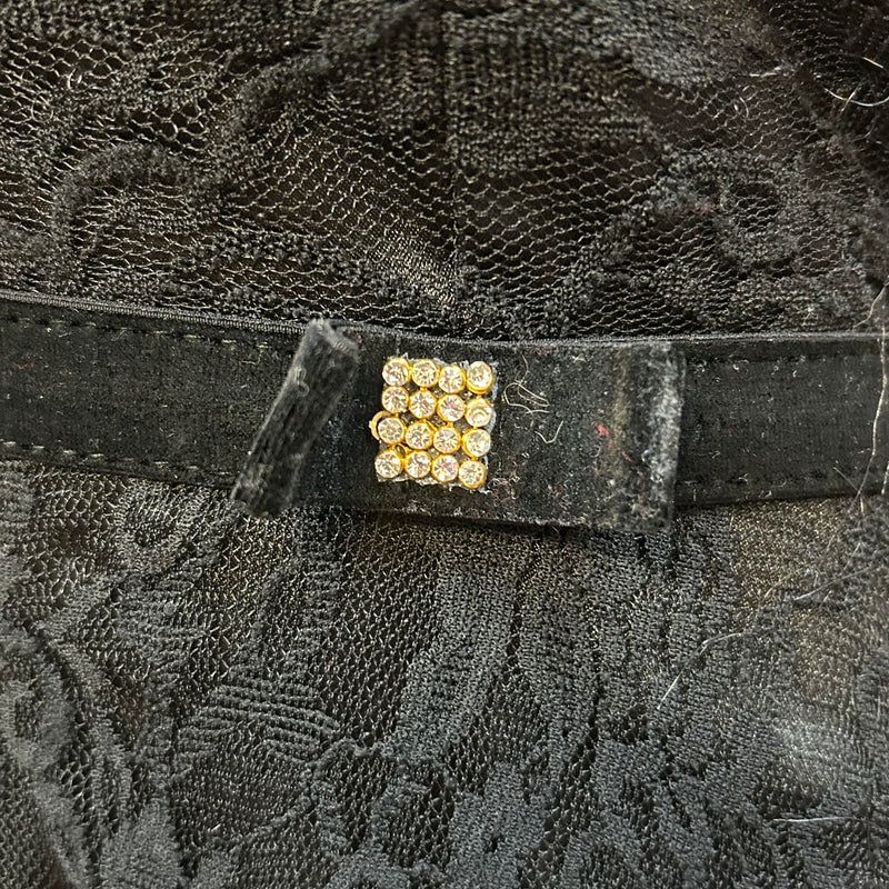 Vintage Trägerkleid mit Spitze & Strassdetails – Gr. L (ca. 34)