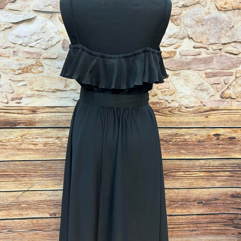 Vintage Kleid St. Michael – Plissee-Volant & Taillengürtel – Gr. 40 (stretchig) – Made in UK