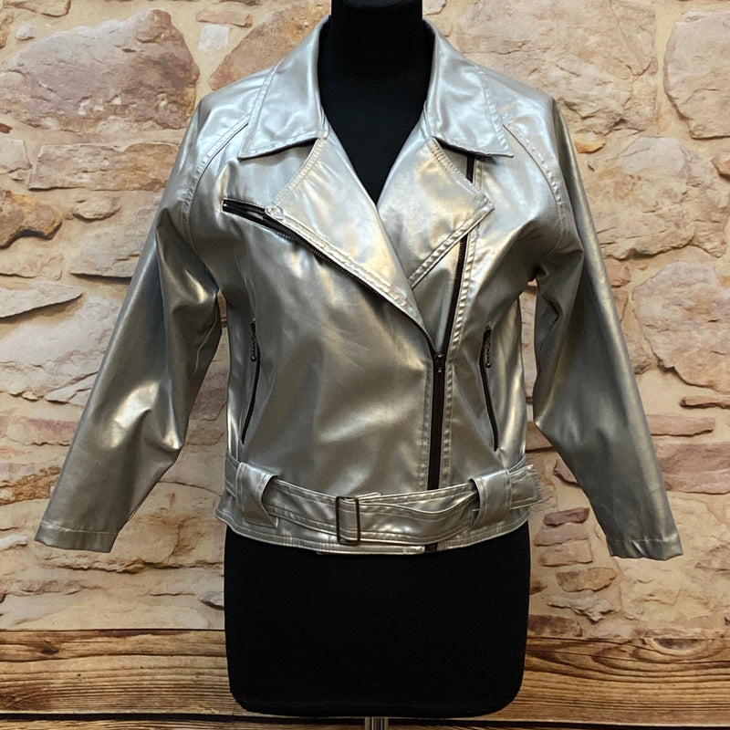 Lederjacke Damen Silber Metallic Gr.M Reflex by Globetrotter