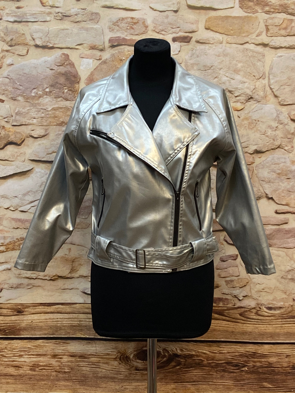 Lederjacke Damen Silber Metallic Gr.M Reflex by Globetrotter