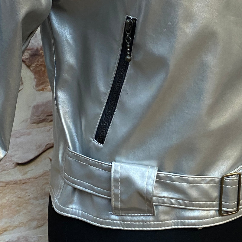 Vintage Lederjacke Damen Silber Metallic Gr.38 Reflex by Globetrotter