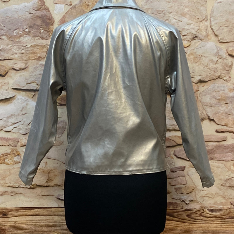 Vintage Lederjacke Damen Silber Metallic Gr.38 Reflex by Globetrotter