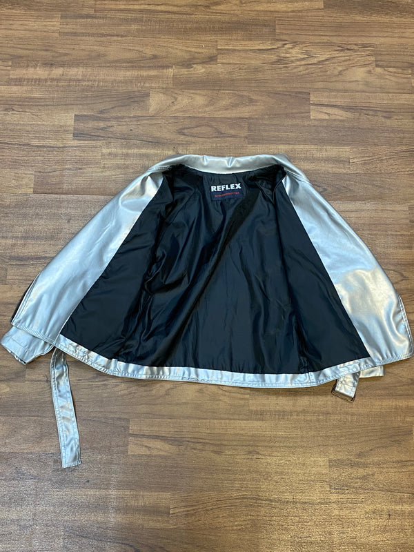 Vintage Lederjacke Damen Silber Metallic Gr.38 Reflex by Globetrotter