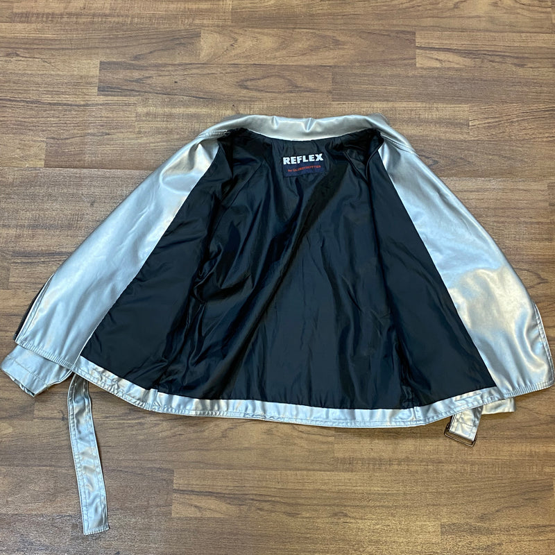 Vintage Lederjacke Damen Silber Metallic Gr.38 Reflex by Globetrotter