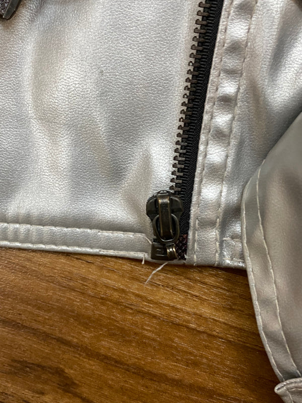 Vintage Lederjacke Damen Silber Metallic Gr.38 Reflex by Globetrotter
