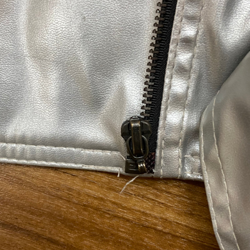 Vintage Lederjacke Damen Silber Metallic Gr.38 Reflex by Globetrotter