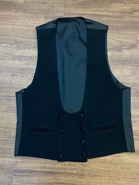 „Vintage Smokingweste schwarz Schurwolle Gr 48 zweireihig
