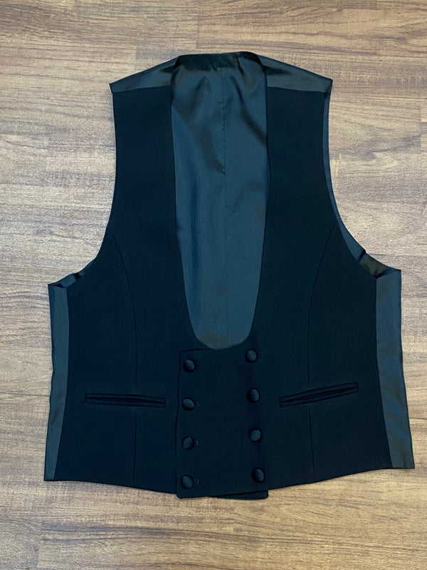 „Vintage Smokingweste schwarz Schurwolle Gr 48 zweireihig