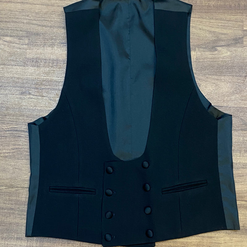 „Vintage Smokingweste schwarz Schurwolle Gr 48 zweireihig