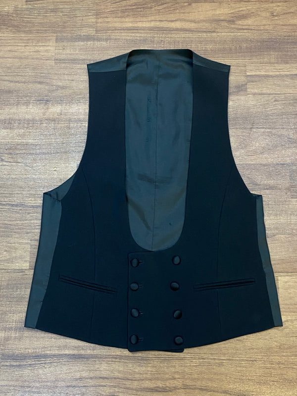 „Vintage Smokingweste schwarz Schurwolle Gr 46 zweireihig
