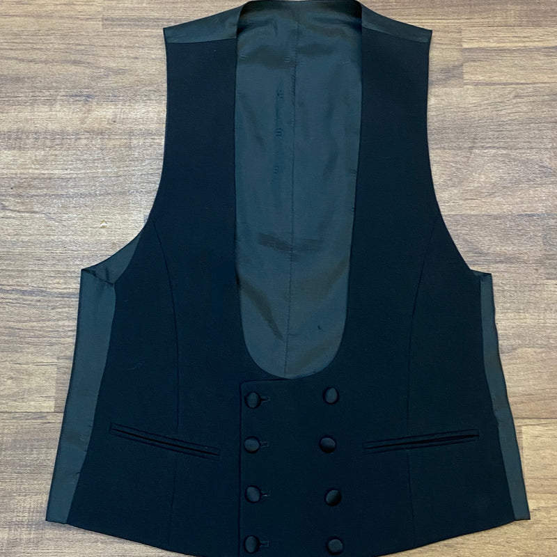 „Vintage Smokingweste schwarz Schurwolle Gr 46 zweireihig