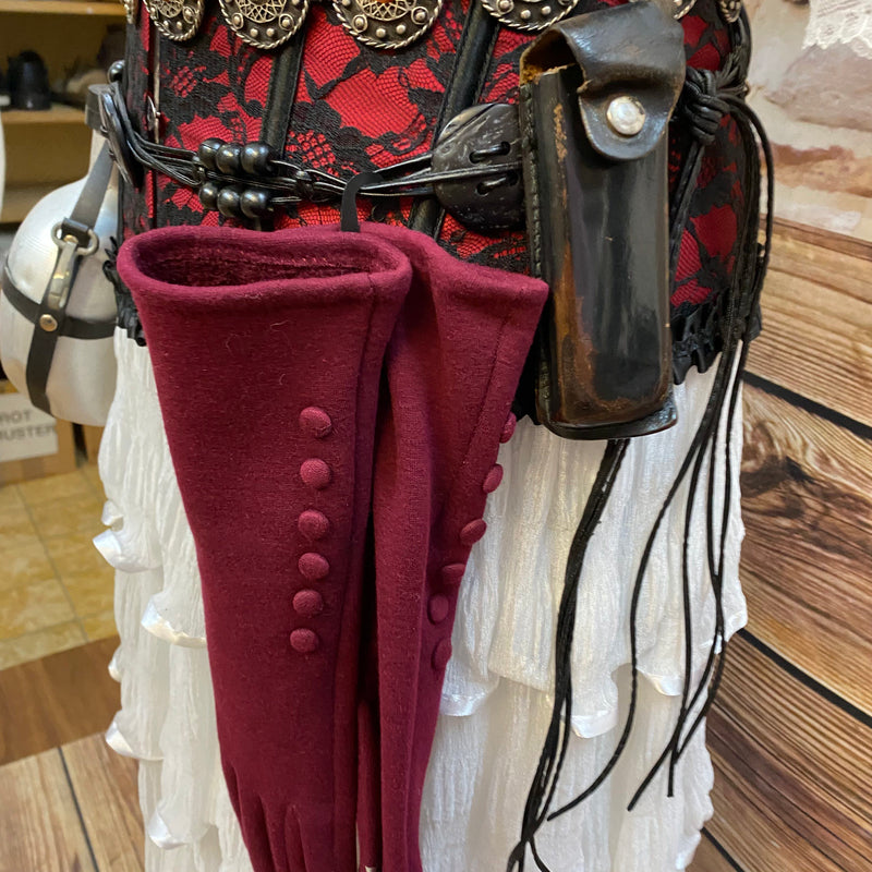 Steampunk Damen Outfit Rot Schwarz mit Corsage weißem Volantrock Zylinder Goggles und zahlreichen Accessoires Größe 42, Ansicht 3