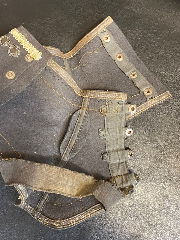 Handveredelte Steampunk Spats grau schwarz vintage