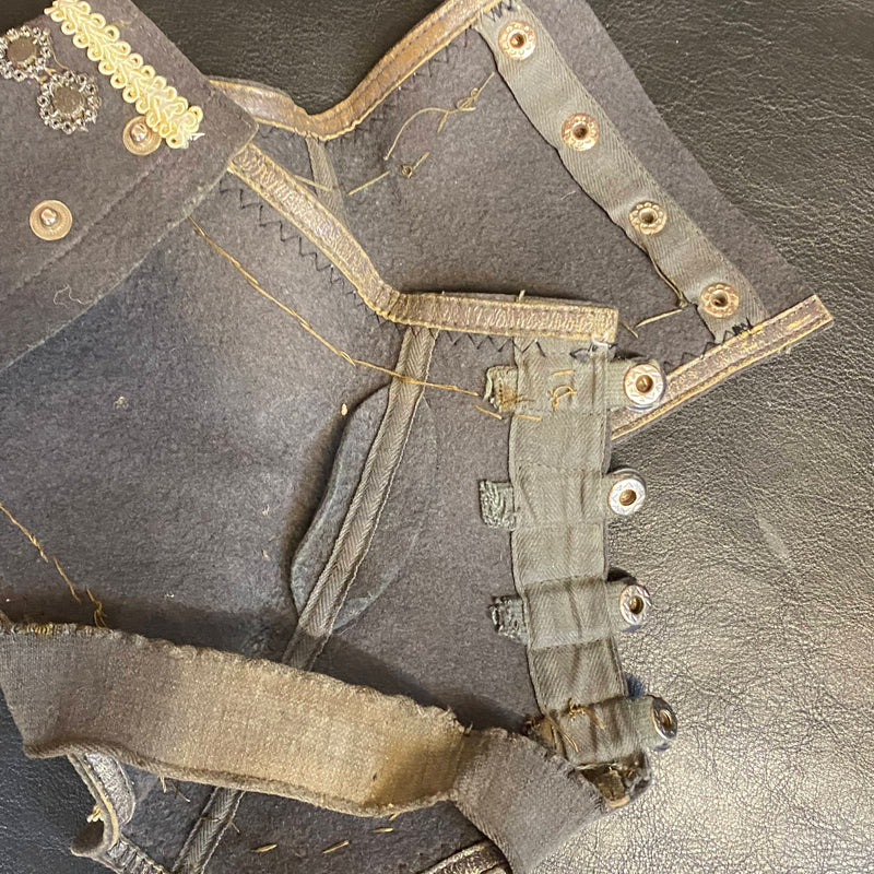 Handveredelte Steampunk Spats grau schwarz vintage