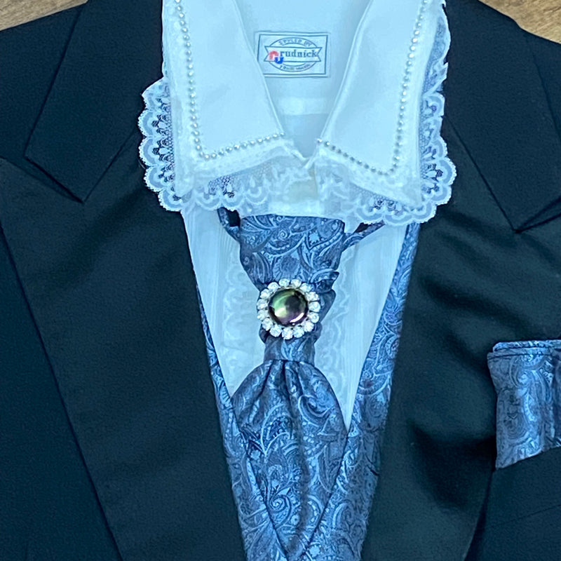 „Detailansicht Steampunk Frack Herren aus Schurwolle mit viktorianischen Accessoires“