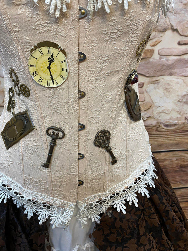 Steampunk Damen Outfit Unikat Gr. 38/40 – Corsage & Lagenröck