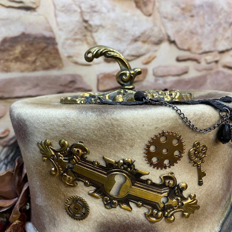 Steampunk Damen Zylinder Unikat Gr. 56/57 – handveredelt mit Goggles