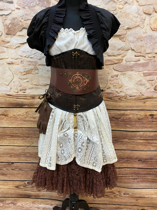 Steampunk Damen Outfit Gr. 38 – Unikat mit Corsage, Mini-Zylinder & Accessoires