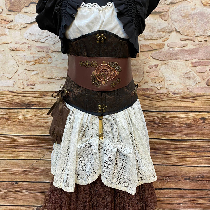 Steampunk Damen Outfit Gr. 38 – Unikat mit Corsage, Mini-Zylinder & Accessoires