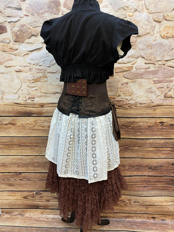 Steampunk Damen Outfit Gr. 38 – Unikat mit Corsage, Mini-Zylinder & Accessoires