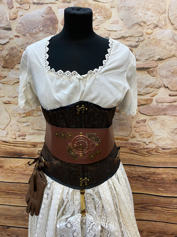 Steampunk Damen Outfit Gr. 38 – Unikat mit Corsage, Mini-Zylinder & Accessoires