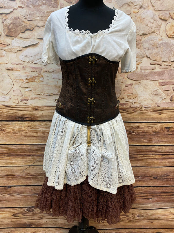 Steampunk Damen Outfit Gr. 38 – Unikat mit Corsage, Mini-Zylinder & Accessoires