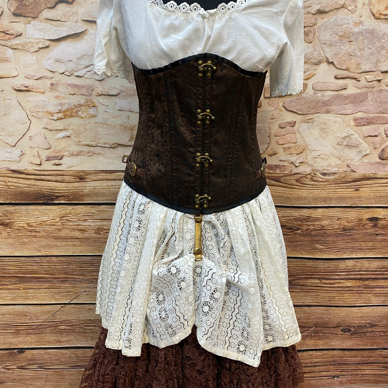 Steampunk Damen Outfit Gr. 38 – Unikat mit Corsage, Mini-Zylinder & Accessoires