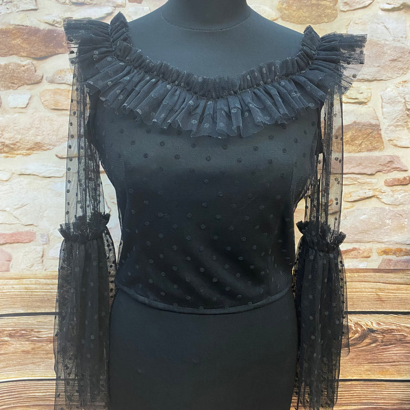 Steampunk Bluse Schwarz Gr. M im viktorianischen Stil
