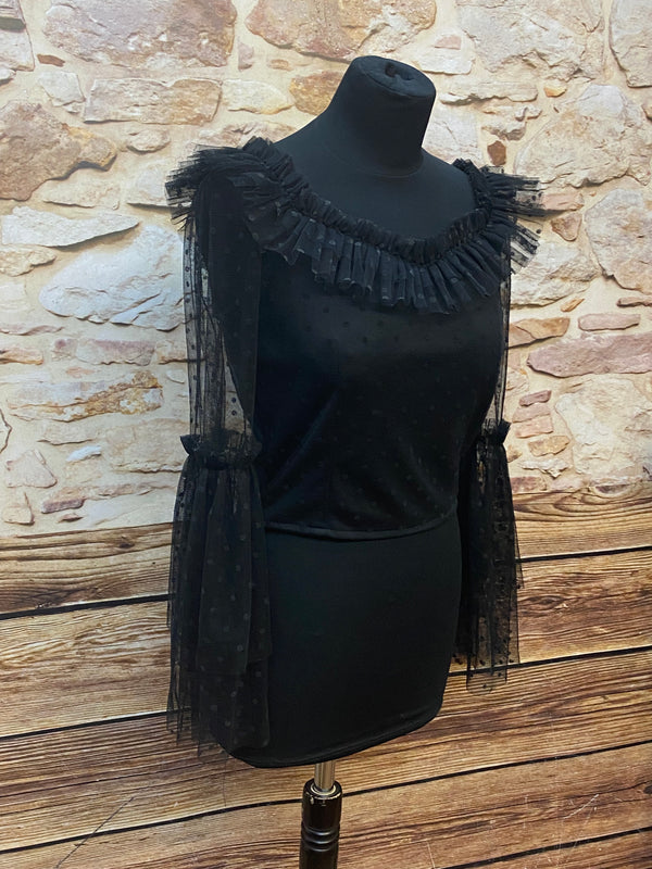 Weitere Ansicht von Steampunk Bluse Schwarz Gr. M im viktorianischen Stil