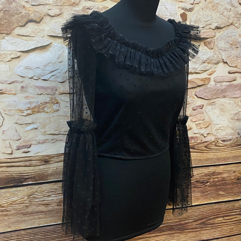 Weitere Ansicht von Steampunk Bluse Schwarz Gr. M im viktorianischen Stil