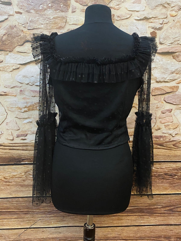 Weitere Ansicht von Steampunk Bluse Schwarz Gr. M im viktorianischen Stil