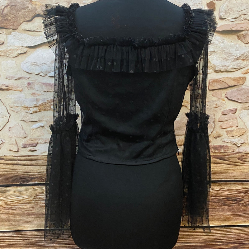 Weitere Ansicht von Steampunk Bluse Schwarz Gr. M im viktorianischen Stil