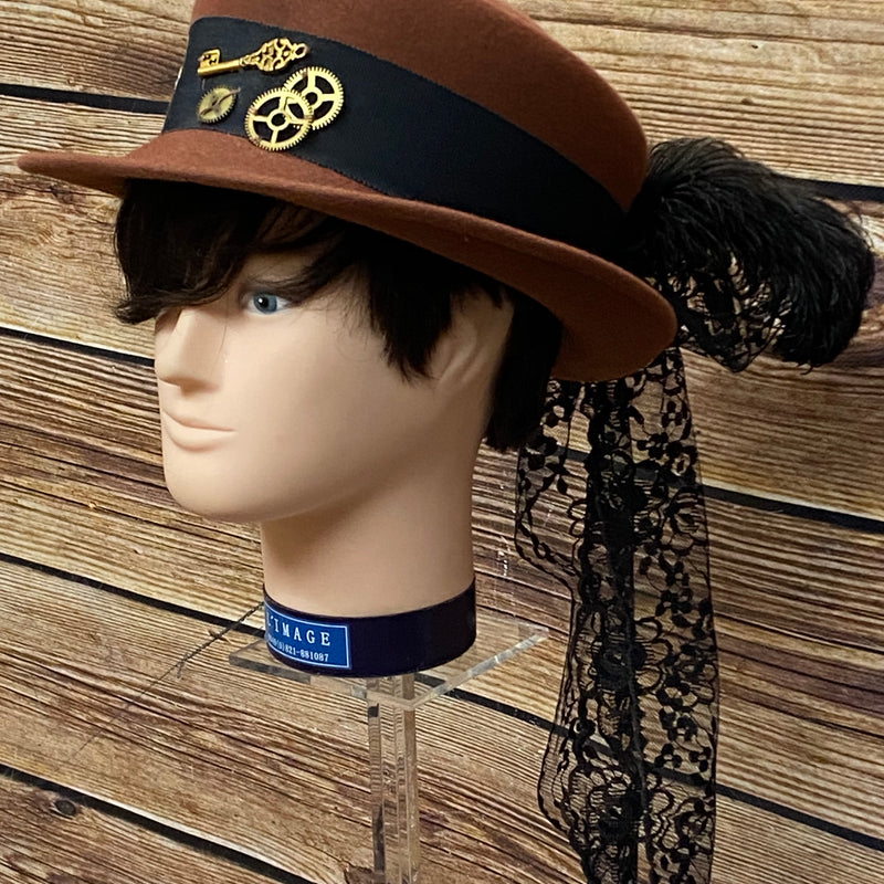 Hochwertiger Steampunk Damenhut braun, hand veredelt, Unikat