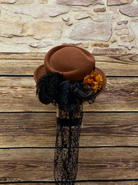 Chapeau steampunk pour femme de haute qualité marron, raffiné à la main, taille unique 56