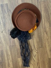 Chapeau steampunk pour femme de haute qualité marron, raffiné à la main, taille unique 56