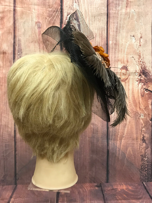 Kopfschmuck Damen, Steampunk Fascinator, braun, Handmade