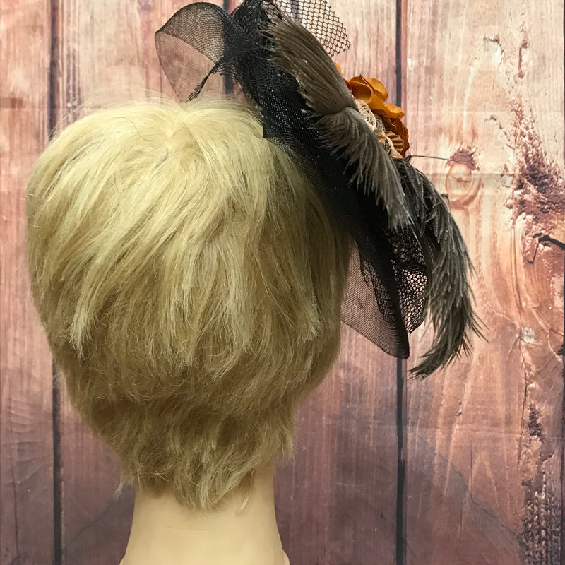 Kopfschmuck Damen, Steampunk Fascinator, braun, Handmade