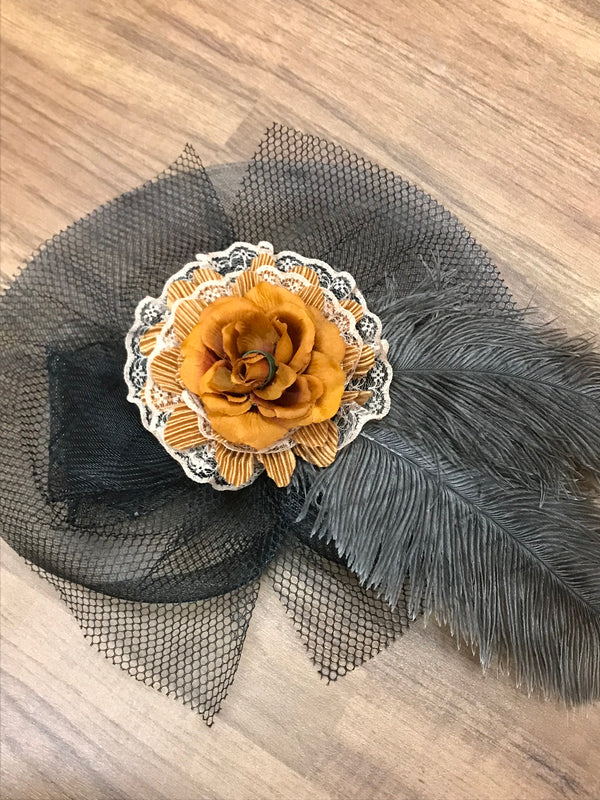 Kopfschmuck Damen, Steampunk Fascinator, braun, Handmade