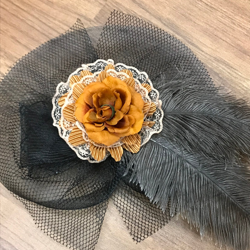 Kopfschmuck Damen, Steampunk Fascinator, braun, Handmade