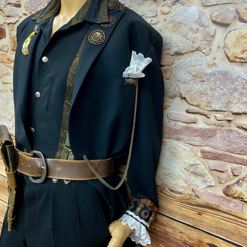 Hochwertiges Steampunk Outfit Herren Gr.58, Vintage-Cut Jacke und antiker Hose, Unikat