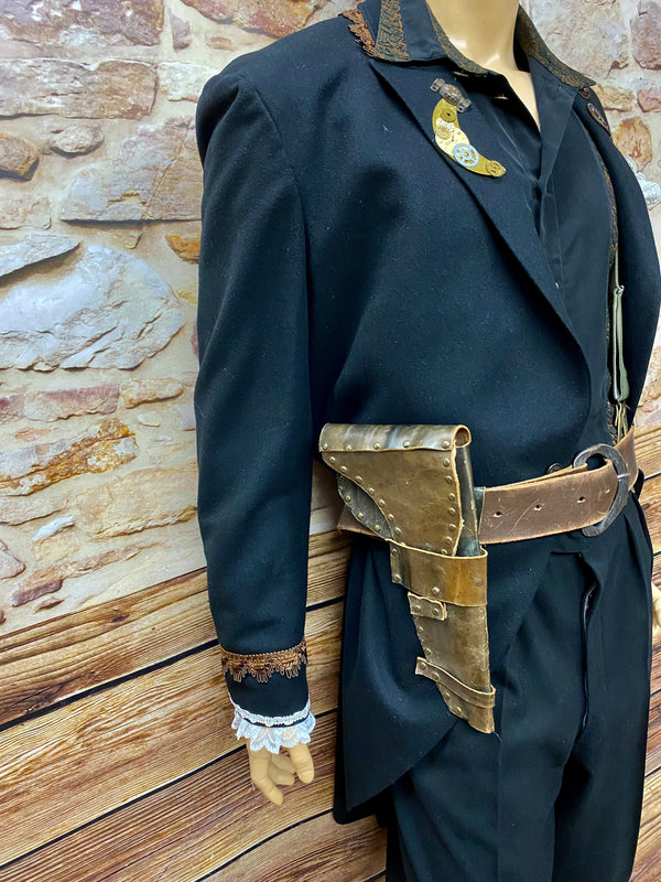 Hochwertiges Steampunk Outfit Herren Gr.58, Vintage-Cut Jacke und antiker Hose, Unikat