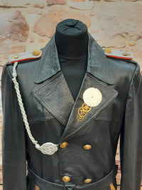 Manteau en cuir steampunk unique - une œuvre d'art vintage taille 50