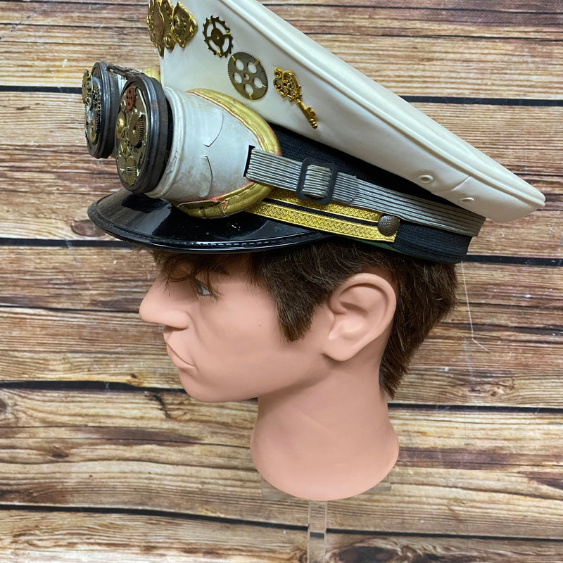 Steampunk Vintage Polizei Schirmmütze handveredelt, Unikat Gr.59