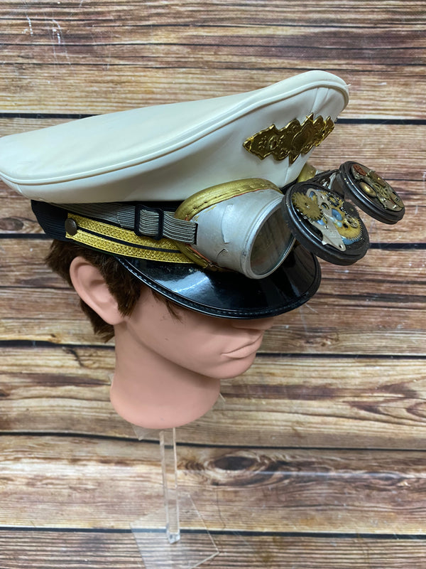 Steampunk Vintage Polizei Schirmmütze handveredelt, Unikat Gr.59