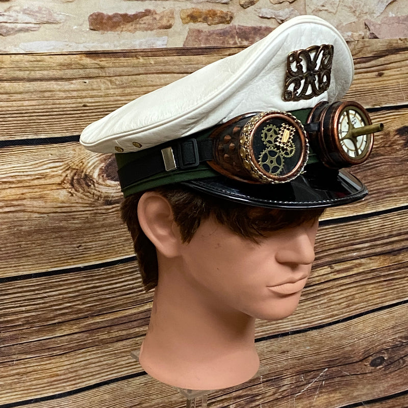 Steampunk Vintage Polizei Schirmmütze handveredelt, Unikat Gr.59