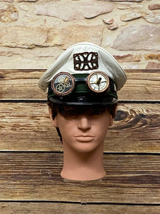 Steampunk Vintage Polizei Schirmmütze handveredelt, Unikat Gr.59